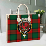 Clan Stewart Atholl Modern Crest Tartan Leather Bag MC405