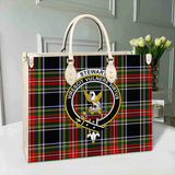 Clan Stewart Black Crest Tartan Leather Bag MC406