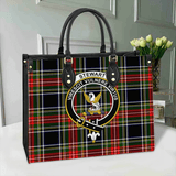 Clan Stewart Black Crest Tartan Leather Bag MC406