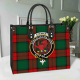 Clan Stewart Atholl Modern Crest Tartan Leather Bag MC405