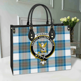 Clan Stewart Muted Blue Crest Tartan Leather Bag MC411