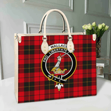 Clan Wallace Weathered Crest Tartan Leather Bag MC434