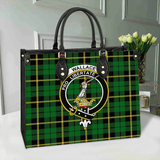 Clan Wallace Hunting - Green Crest Tartan Leather Bag MC431