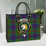 Clan Stewart of Appin Hunting Modern Crest Tartan Leather Bag MC414