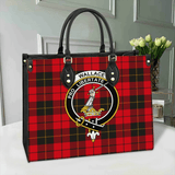 Clan Wallace Weathered Crest Tartan Leather Bag MC434