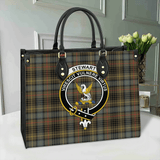 Clan Stewart Hunting Weathered Crest Tartan Leather Bag MC410