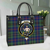 Clan Wood Modern Crest Tartan Leather Bag MC442