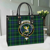 Clan Stewart Hunting Modern Crest Tartan Leather Bag MC409