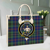 Clan Wood Modern Crest Tartan Leather Bag MC442