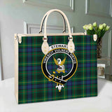 Clan Stewart Hunting Modern Crest Tartan Leather Bag MC409