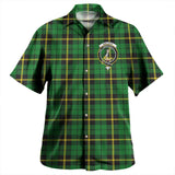 Clan Wallace Hunting - Green Crest Tartan Hawaiian Aloha Shirt WW508