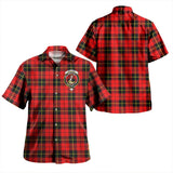 Clan Wallace Hunting - Red Crest Tartan Hawaiian Aloha Shirt WW511