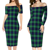 Clan Abercrombie Tartan Off Shoulder Lady Dress VD1195