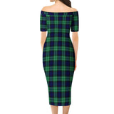 Clan Abercrombie Tartan Off Shoulder Lady Dress VD1195