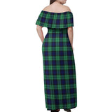 Clan Abercrombie Tartan Off Shoulder Long Dress VL1