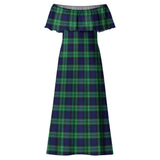 Clan Abercrombie Tartan Off Shoulder Long Dress VL1