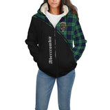 Clan Abercrombie Crest Tartan Sherpa Hoodie Curve Style CE980