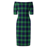 Clan Abercrombie Tartan Off Shoulder Lady Dress VD1195