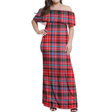 Clan Aberdeen District Tartan Off Shoulder Long Dress VL2