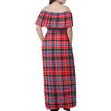 Clan Aberdeen District Tartan Off Shoulder Long Dress VL2