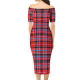 Clan Aberdeen District Tartan Off Shoulder Lady Dress VD1194