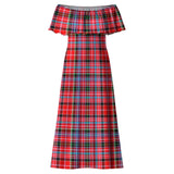 Clan Aberdeen District Tartan Off Shoulder Long Dress VL2