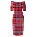 Clan Aberdeen District Tartan Off Shoulder Lady Dress VD1194