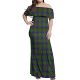 Clan Adam Tartan Off Shoulder Long Dress VL5