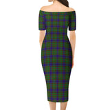 Clan Adam Tartan Off Shoulder Lady Dress VD1191