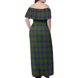 Clan Adam Tartan Off Shoulder Long Dress VL5