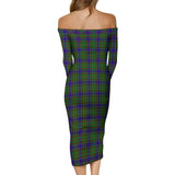 Clan Adam Tartan Off Shoulder Lady Dress VD1191