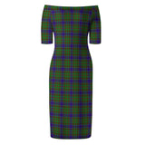 Clan Adam Tartan Off Shoulder Lady Dress VD1191