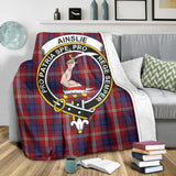 Clan Ainslie Crest Tartan Blanket UC9