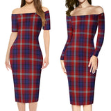 Clan Ainslie Tartan Off Shoulder Lady Dress VD1187