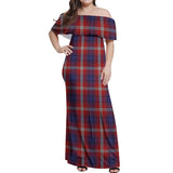 Clan Ainslie Tartan Off Shoulder Long Dress VL9