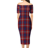 Clan Ainslie Tartan Off Shoulder Lady Dress VD1187