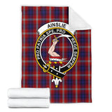 Clan Ainslie Crest Tartan Blanket UC9