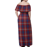 Clan Ainslie Tartan Off Shoulder Long Dress VL9