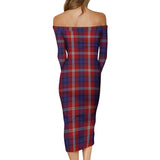 Clan Ainslie Tartan Off Shoulder Lady Dress VD1187