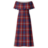 Clan Ainslie Tartan Off Shoulder Long Dress VL9