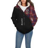 Clan Ainslie Crest Tartan Sherpa Hoodie Curve Style CE973