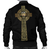 Clan Ainslie Tartan Bomber Jacket Golden Celtic Tree Of Life Style ZC7