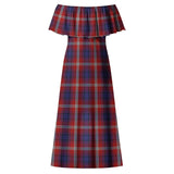 Clan Ainslie Tartan Off Shoulder Long Dress VL9