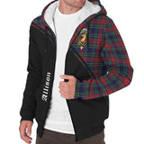 Clan Allison Red Crest Tartan Sherpa Hoodie Curve Style CE970