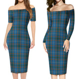 Clan Bain Tartan Off Shoulder Lady Dress VD1161