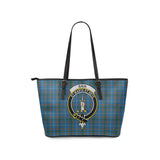 Clan Bain Crest Tartan Leather Tote Bag MT2162