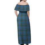 Clan Bain Tartan Off Shoulder Long Dress VL38