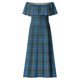 Clan Bain Tartan Off Shoulder Long Dress VL38