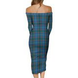 Clan Bain Tartan Off Shoulder Lady Dress VD1161