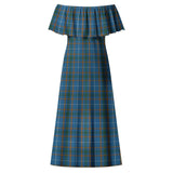 Clan Bain Tartan Off Shoulder Long Dress VL38